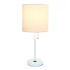 19.5" Bedside Power Outlet Base Metal Table Desk Lamp In White Fabric Shade - Creekwood Home