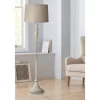 360 Lighting Vintage Shabby Chic Floor Lamp 60" Tall Antique White Washed Natural Linen Fabric Drum Shade For Living Room Reading Bedroom Office