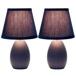 9.45" 2pk Petite Ceramic Oblong Bedside Table Desk Lamps With Matching Tapered Drum Shade Blue - Creekwood Home -Light Up Deals Store GUEST 8550a784 5a26 45a3 9f65 86da506a3e9e