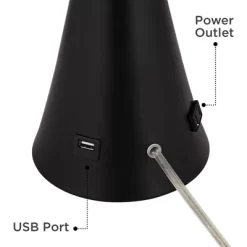 360 Lighting Karl Modern Table Lamps 28 1/4" Tall Set Of 2 Black Metal With USB And AC Power Outlet In Base White Drum Shade For Bedroom Living Room -Light Up Deals Store GUEST 856d687d 6563 4d59 a7bf 5498d92bf60b