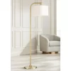 360 Lighting Modern Art Deco Arc Floor Lamp 64" Tall Warm Gold Metal White Fabric Drum Shade For Living Room Reading Family Bedroom Office House Home