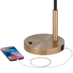 360 Lighting Colborne Modern Mid Century Desk Table Lamp 28" Tall Antique Brass Black With USB Charging Port LED For Bedroom Living Room Bedside Kids -Light Up Deals Store GUEST 86a563e5 0152 41a0 be97 a09f9236d93f