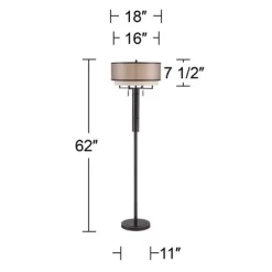 Franklin Iron Works Alamo Industrial Rustic Floor Lamp 62" Tall Bronze Metal Sheer Organza Outer Linen Fabric Inner Double Drum Shade For Living Room 14 Franklin Iron Works Alamo Industrial Rustic Floor Lamp 62" Tall Bronze Metal Sheer Organza Outer Linen Fabric Inner Double Drum Shade For Living Room -Light Up Deals Store GUEST 87497bf2 97ca 4005 93f7 1d7a653b1bc3