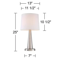 360 Lighting Karla Art Deco Style Table Lamps 25" High Set Of 2 Brushed Nickel With USB Charging Port And Table Top Dimmers White Fabric Drum For Desk -Light Up Deals Store GUEST 885eca65 547e 4dde bd6d 7fcb78d93b6f