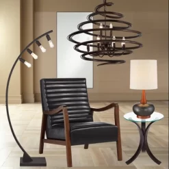 360 Lighting Andi Modern Mid Century Table Lamp 24 1/2" High Hammered Brown Ceramic Red Oak Wood Off White Shade For Bedroom Living Room Bedside Desk -Light Up Deals Store GUEST 89d1e6bf f657 4f10 bf36 1b787bd85503