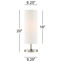 360 Lighting Heyburn Modern Accent Table Lamps 20" High Set Of 2 Brushed Nickel With USB And AC Power Outlet In Base White Cylinder Shade For Desk -Light Up Deals Store GUEST 89d7f214 91dc 4c97 977e 2ec9aade07fd