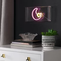 11.8" Moon Contemporary Glam Acrylic Box Pendant (Includes LED Light Bulb) Neon Pink/Yellow - JONATHAN Y -Light Up Deals Store GUEST 8b4e4da4 f081 4acb 80b3 1bb34bf63ff3