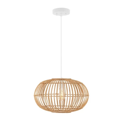 17.5" 1-Light Leo Farmhouse Coastal Rattan LED Pendant Brown - JONATHAN Y 17 17.5" 1-Light Leo Farmhouse Coastal Rattan LED Pendant Brown - JONATHAN Y - Image 17