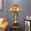 22.75" Tiffany Table Lamp Hand Cut Stained Glass Shade And Lamp Base (Includes LED Light Bulb) Dark Bronze - Cal Lighting