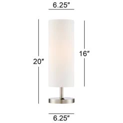 360 Lighting Heyburn Modern Accent Table Lamps 20" High Set Of 2 Brushed Nickel With USB And AC Power Outlet In Base White Cylinder Shade For Desk -Light Up Deals Store GUEST 8c9017e9 6ca9 48bc a7a5 446e5ec44230