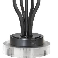 360 Lighting Heather Modern Industrial Table Lamps Set Of 2 With Round Risers 27 1/4" Tall Dark Iron USB Charging Port Iron Burlap Drum Shade For Desk -Light Up Deals Store GUEST 8e764a3c f5f5 45bb b692 d9e1cade8dab