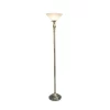 1-Light Classic Torchiere Floor Lamp With Marbleized Glass Shade Antique Brass - Lalia Home