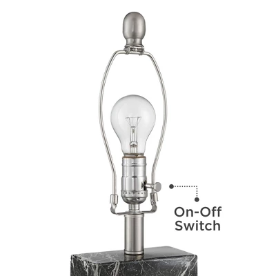 360 Lighting Connie Modern Table Lamps Set Of 2 With Black Marble Riser 25" High Black Faux Marble USB Charging Port White Rectangular Shade For Desk 2 360 Lighting Connie Modern Table Lamps Set Of 2 With Black Marble Riser 25" High Black Faux Marble USB Charging Port White Rectangular Shade For Desk - Image 2