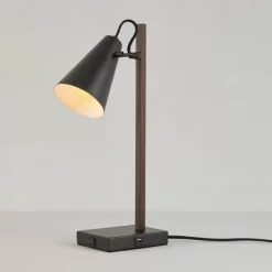 18" Nash Table Lamp With Faux Wood Arm Matte Black - Globe Electric -Light Up Deals Store GUEST 9112315c 10d6 4361 965c cbbadffd3108