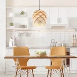 11.75" Simon Pinecone Wood Pendant (Includes Energy Efficient Light Bulb) Brown - JONATHAN Y -Light Up Deals Store GUEST 92d4a503 c9ed 4063 8e0d 5a6e0f27f9da