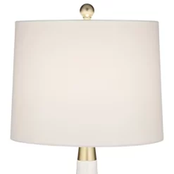 360 Lighting Nesbit Modern Mid Century Table Lamps 25" High Set Of 2 White Ceramic With USB Charging Port Drum Shade For Bedroom Living Room Bedside -Light Up Deals Store GUEST 94ef9369 77ae 49d4 9107 a03625e4ab90