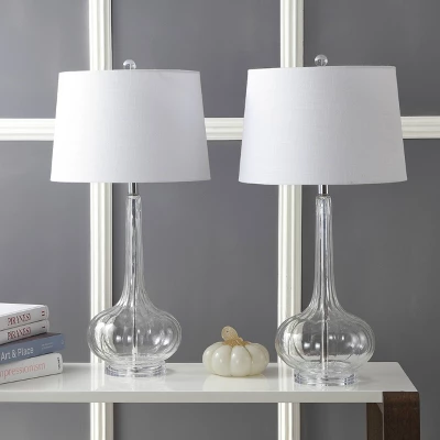 28.5" (Set Of 2) Bette Glass Teardrop Table Lamp (Includes LED Light Bulb) - JONATHAN Y 2 28.5" (Set Of 2) Bette Glass Teardrop Table Lamp (Includes LED Light Bulb) - JONATHAN Y - Image 2