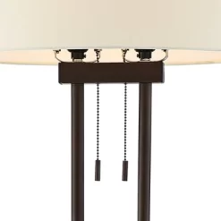 Franklin Iron Works Roscoe Modern Floor Lamp Standing 62" Tall Oil Rubbed Bronze Twin Pole White Drum Shade For Living Room Bedroom Office House Home -Light Up Deals Store GUEST 95c524af 11eb 41de b8a7 b3eef98a7c88