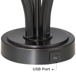 360 Lighting Heather Modern Industrial Table Lamps Set Of 2 With Round Risers 27 1/4" Tall Dark Iron USB Charging Port Iron Burlap Drum Shade For Desk -Light Up Deals Store GUEST 960f8063 a35b 4b86 a1af bd4e3371c9a5