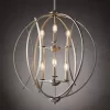 Possini Euro Design Spherical Brushed Nickel Large Chandelier 24" Wide Modern 6-Light Fixture For Dining Room House Foyer Kitchen Island Entryway Home