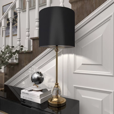 Metal Buffet Lamp With Drum Shade Black - Olivia & May 9 Metal Buffet Lamp With Drum Shade Black - Olivia & May - Image 9