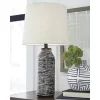 Set Of 2 Mahima Paper Table Lamps Black/White - Signature Design By Ashley