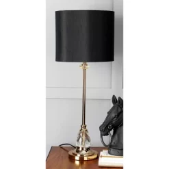 Metal Buffet Lamp With Drum Shade Black - Olivia & May