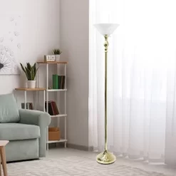 1-Light Torchiere Floor Lamp With Marbleized Glass Shade Gold - Lalia Home -Light Up Deals Store GUEST 992c21d5 fd60 4f7e a594 71eac5d55aaf