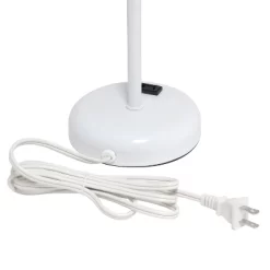 19.5" Bedside Power Outlet Base Metal Table Desk Lamp In White With Gray Fabric Shade - Creekwood Home -Light Up Deals Store GUEST 9bda16d1 7f26 418b b84e f3e04bbc9d55 1