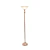 1 Light Torchiere Floor Lamp With Marbleized Glass Shade Rose Gold - Elegant Designs