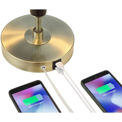 Possini Euro Design Possini Euro® Wyndham Desk Lamp With Glass Shade And Dual USB Ports 3 Possini Euro Design Possini Euro® Wyndham Desk Lamp With Glass Shade And Dual USB Ports - Image 3