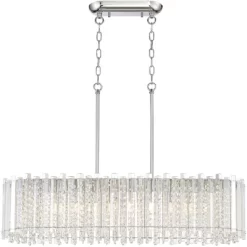 Possini Euro Design Mirabell Chrome Linear Island Pendant Chandelier 34" Wide Modern LED Clear Glass Crystal 6-Light Fixture For Dining Room Kitchen -Light Up Deals Store GUEST a06855f6 6b6f 4844 9d9b 268029fc375e