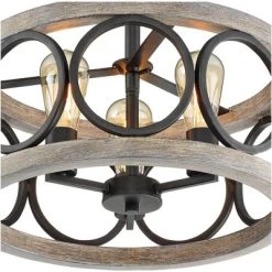 Franklin Iron Works Salima Rustic Farmhouse Ceiling Light Semi Flush Mount 16" Wide Black Gray Wood 3-Light For Bedroom Kitchen Living Room Hallway -Light Up Deals Store GUEST a1bf3baf f5f4 43d5 b9fa 7226ec2cc50a