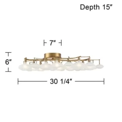Possini Euro Design Lilypad Modern Ceiling Light Semi Flush Mount Fixture 30 1/4" Wide Warm Brass 12-Light Frosted Glass Shade For Bedroom Living Room 15 Possini Euro Design Lilypad Modern Ceiling Light Semi Flush Mount Fixture 30 1/4" Wide Warm Brass 12-Light Frosted Glass Shade For Bedroom Living Room -Light Up Deals Store GUEST a233a009 bd72 44f5 9f48 3c2effe14b0b