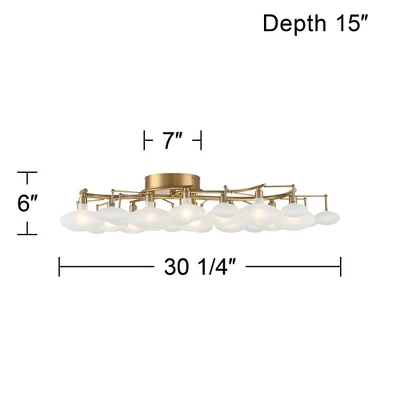 Possini Euro Design Lilypad Modern Ceiling Light Semi Flush Mount Fixture 30 1/4" Wide Warm Brass 12-Light Frosted Glass Shade For Bedroom Living Room 8 Possini Euro Design Lilypad Modern Ceiling Light Semi Flush Mount Fixture 30 1/4" Wide Warm Brass 12-Light Frosted Glass Shade For Bedroom Living Room - Image 8
