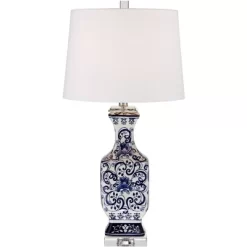Barnes And Ivy Table Lamps 28" Tall Set Of 2 Porcelain Blue Floral Jar Geneva White Drum Shade For Living Room Family Bedroom Bedside -Light Up Deals Store GUEST a34c1980 6fc4 43bd a740 80cb7755ec5d