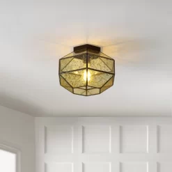 12.5" 1-Light Evelyn Vintage Farmhouse Iron/Glass LED Flush Mount Oil Rubbed Bronze - JONATHAN Y -Light Up Deals Store GUEST a391ca0d 3cce 4b62 82dd 2be74fc56cba