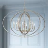 Possini Euro Design Tiller Champagne Satin Silver Pendant Chandelier 31 1/2" Wide Modern Open Orb Frame 8-Light Fixture For Dining Room Kitchen Island