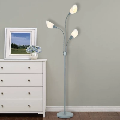 70.25" 3-Light Floor Lamp With White Shades Silver - Cresswell Lighting 5 70.25" 3-Light Floor Lamp With White Shades Silver - Cresswell Lighting - Image 5