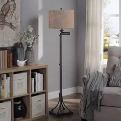 Tipton Swing Arm Floor Lamp With Burlap Shade Bronze/Tan - StyleCraft -Light Up Deals Store GUEST aaef05cf 3256 469e a398 a9623c48afa7