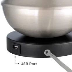 360 Lighting Simon Modern Accent Table Lamps Set Of 2 21" High Silver With USB Charging Port White Glass Dome Shade For Bedroom Living Room House Desk -Light Up Deals Store GUEST ac880428 e392 4a76 93c3 8f3613f1f037