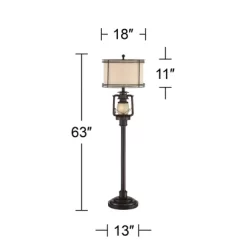 Barnes And Ivy Henson Industrial Floor Lamp 63" Tall Bronze With LED Nightlight Earthy Fabric Drum Shade For Living Room Bedroom Office House Home -Light Up Deals Store GUEST acfb5595 692b 4870 9db8 9fd6125398fa