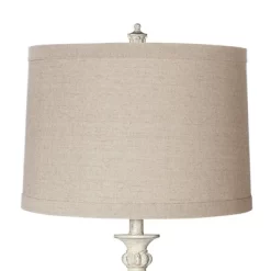 360 Lighting Vintage Shabby Chic Floor Lamp 60" Tall Antique White Washed Natural Linen Fabric Drum Shade For Living Room Reading Bedroom Office -Light Up Deals Store GUEST adb41789 f955 4130 8c63 e923fbeefff4