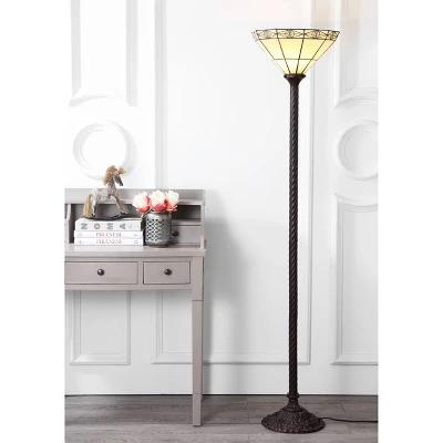 68.57" Moore Tiffany Style Torchiere Floor Lamp (Includes LED Light Bulb) Bronze - JONATHAN Y 1 68.57" Moore Tiffany Style Torchiere Floor Lamp (Includes LED Light Bulb) Bronze - JONATHAN Y