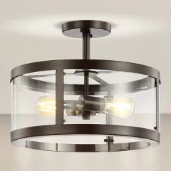 15" Iron And Glass Herndon Modern LED Flush Mount - Jonathan Y -Light Up Deals Store GUEST b1ba434d 5bb2 45fd 8f6e 1c90b0cbf31f