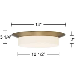 Possini Euro Design Melber Modern Ceiling Light Flush Mount Fixture 14" Wide Warm Brass Gold 3-Light Opal White Glass Shade For Bedroom Living Room -Light Up Deals Store GUEST b285aa94 b8ac 4620 8846 61d63a9bf1a8