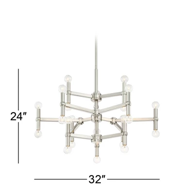 Possini Euro Design Marya Brushed Nickel Chandelier 32" Wide Modern 24-Light Fixture For Dining Room House Foyer Kitchen Island Entryway Bedroom Home 8 Possini Euro Design Marya Brushed Nickel Chandelier 32" Wide Modern 24-Light Fixture For Dining Room House Foyer Kitchen Island Entryway Bedroom Home - Image 8