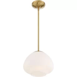 Possini Euro Design Orilla Brass Mini Pendant Light 11 3/4" Wide Mid Century Modern White Opal Glass Shade For Dining Room House Foyer Kitchen Island -Light Up Deals Store GUEST b30bd1e8 35ac 46e4 afe7 4dbfc3645d7c