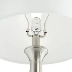 360 Lighting Karl Modern Table Lamps 27 1/2" Tall Set Of 2 Brushed Nickel With USB And Outlet White Drum Shade For Bedroom Living Room House Bedside -Light Up Deals Store GUEST b3279e5f 7d96 44c0 9545 ae96556e681a