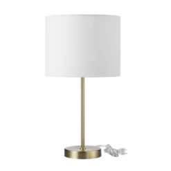 19" Versa Table Lamp With Linen Shade Matte Gold/White - Globe Electric -Light Up Deals Store GUEST b4740aab fb1b 48b2 a25b 31c3d59f8d35